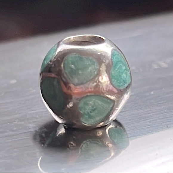 PANDORA Love You light BLUE TEAL ENAMEL HEARTS BALL Charm 790543EN18 ๐๐ธ - Picture 2 of 4